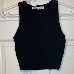 Zara Classic Black Cropped Tank Top size small